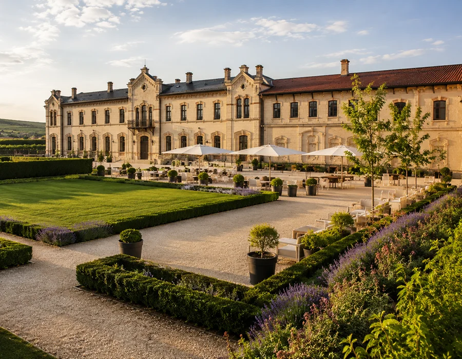 Castel Mimi luxury wine château and estate gardens in Moldova
