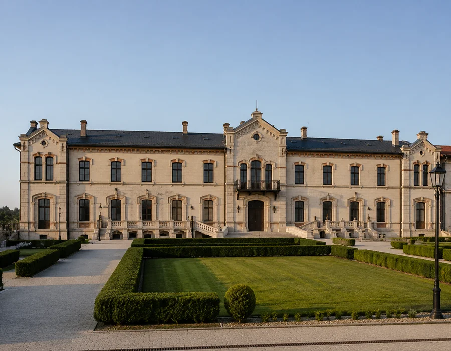 Historic Castel Mimi winery building with elegant château architecture in Moldova