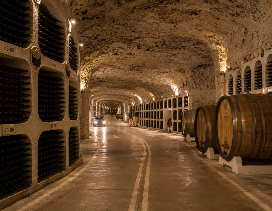 Cricova underground wine tunnels and barrels in Moldova