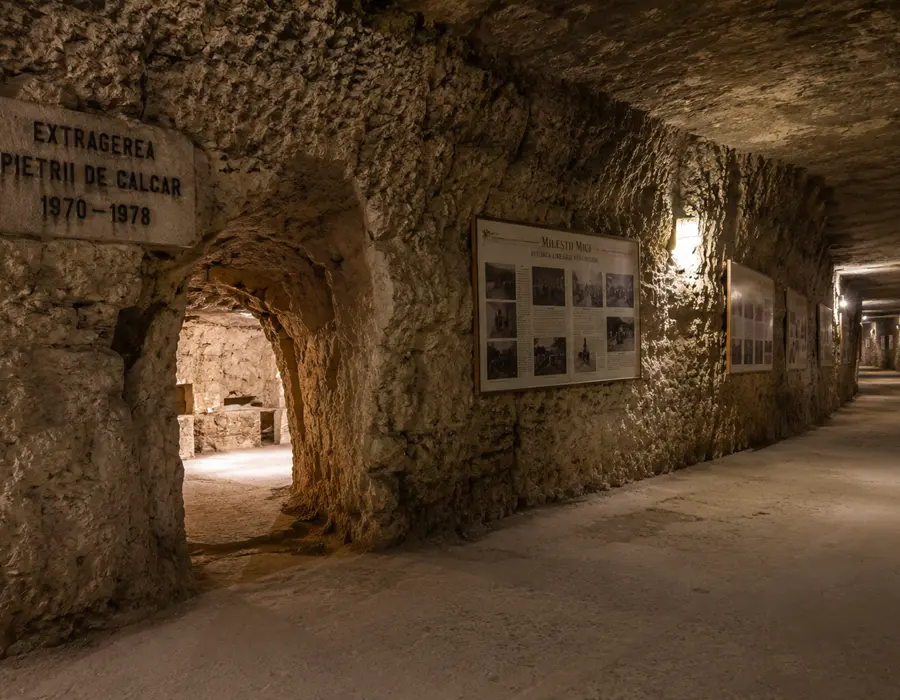 Historic underground limestone quarry tunnels at Mileștii Mici Winery Moldova