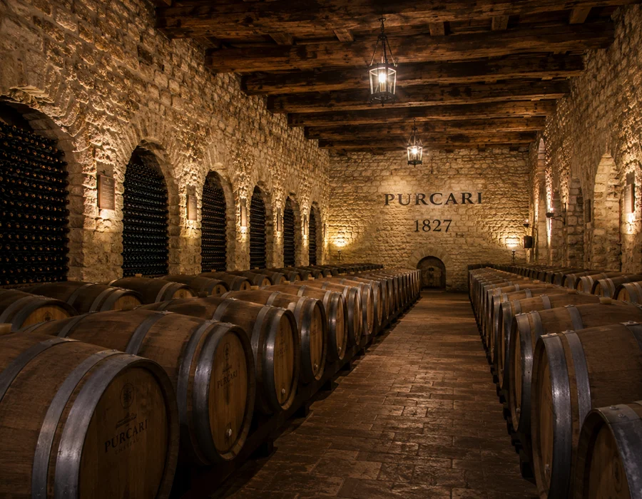 Historic wine cellars inside Purcari Winery Moldova