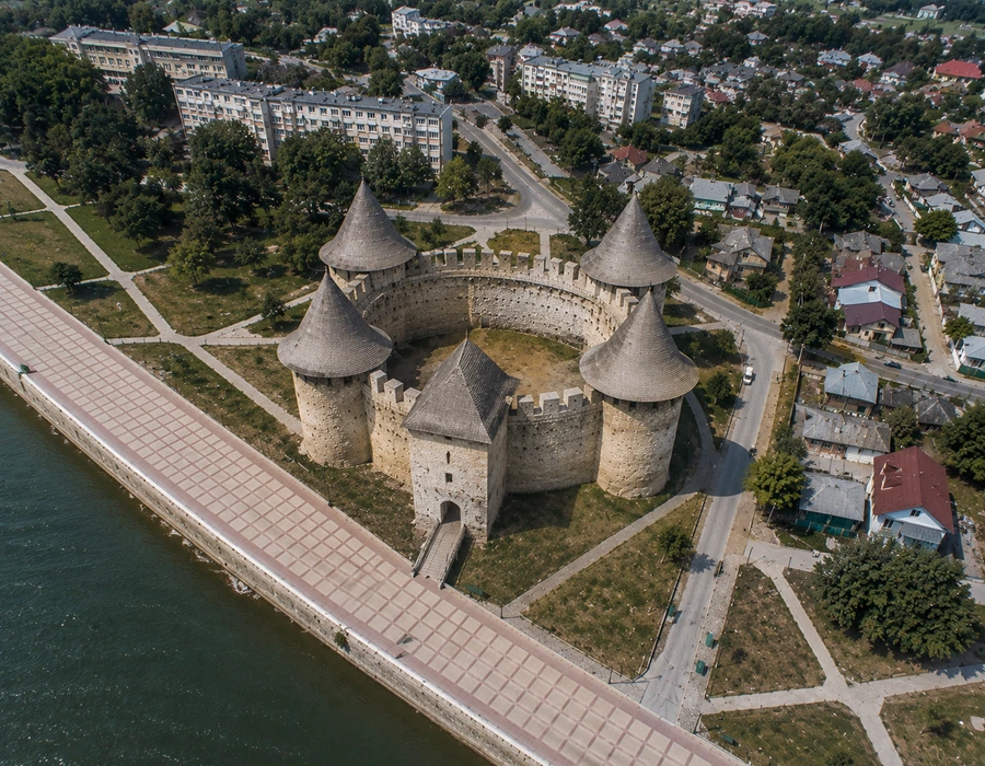 Soroca Fortress circular design with five towers on the Dniester River