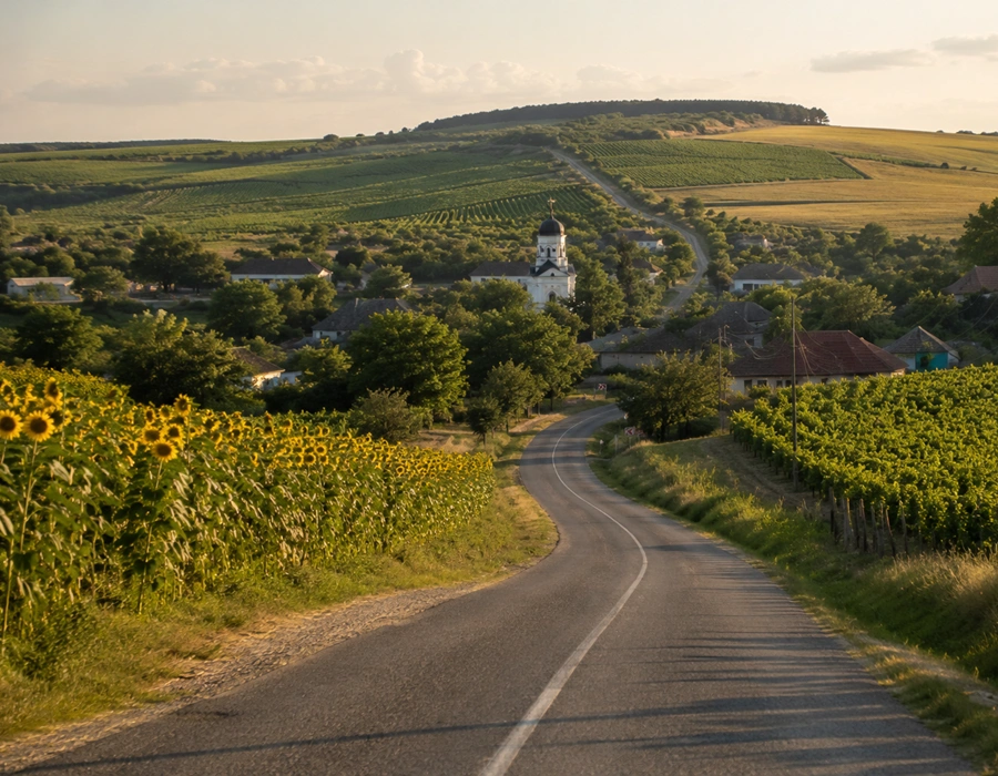 Road trip through Moldova countryside villages and vineyards